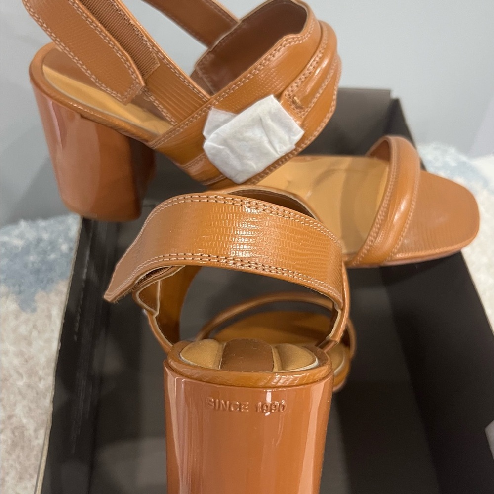 Franco Sarto Women's Brown Block Heel Sandals - Picture 5 of 6